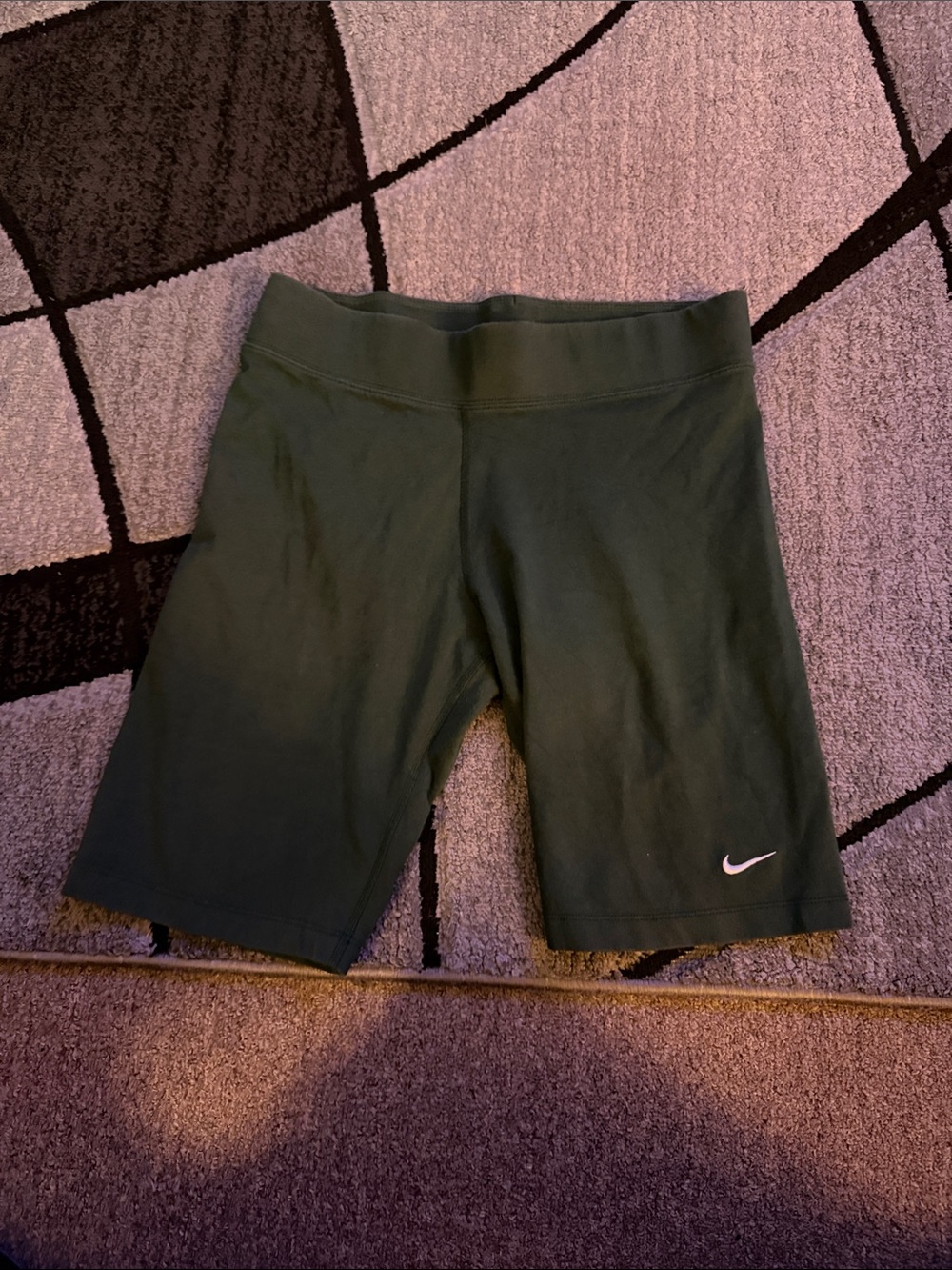 Nike Kids' Dark Green Bike Shorts with White Swoosh